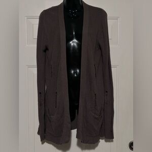 Buckle Day Trip BKE Distressed Gray‎ Sweater Cardigan Womens Size Small